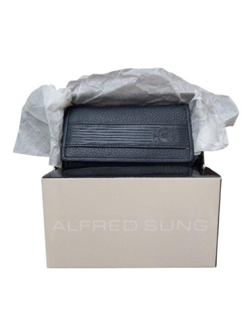 Alfred Sung Real Leather Key Holder with Detachable Key Chain Black NWT